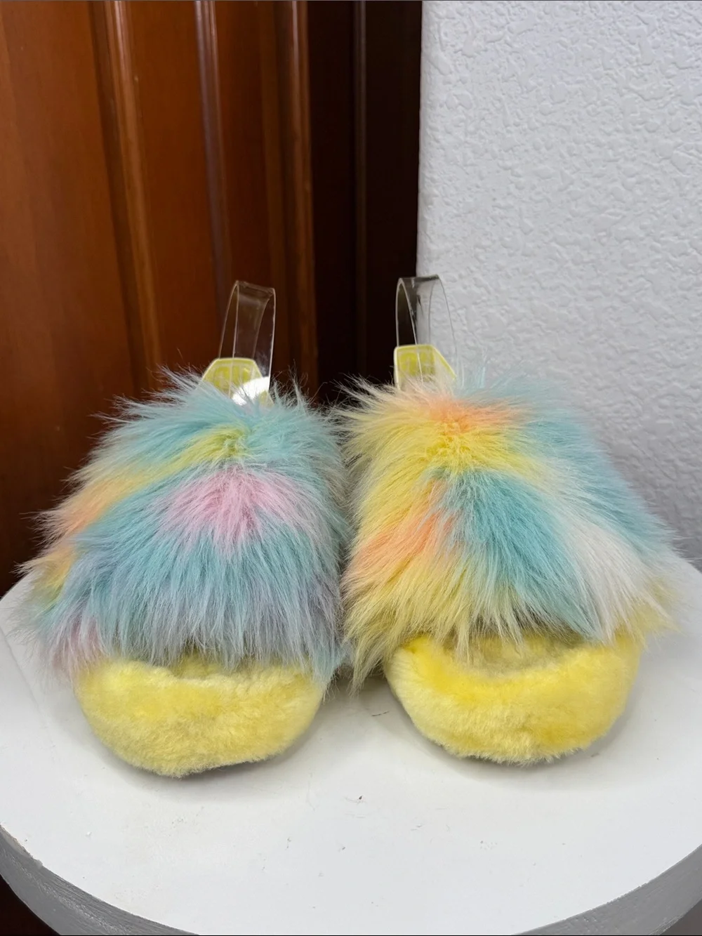 UGG FLUFF YEAH  MARGARITA TIE DYE SHEEPSKIN PLATFORM SLIPPER SLIDES SIZE 10